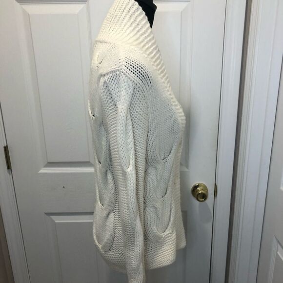 Eddie Bauer hand knit cream button front cardigan long sleeve sweater size mediu - Picture 5 of 9